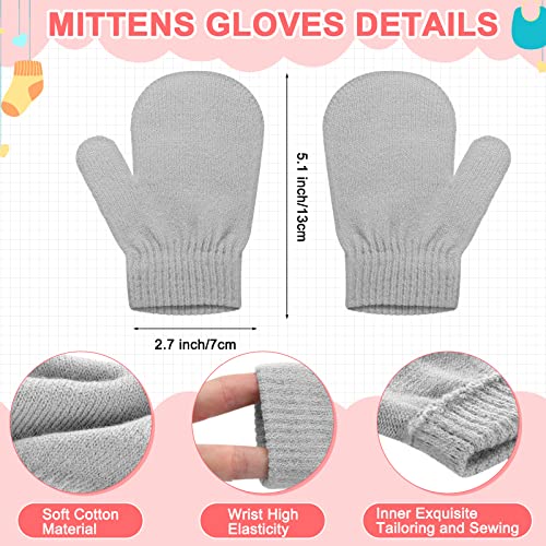 Satinior 3 Set Kids Baby Toddler Winter Hats And Mittens Classic Warm Knitted Beanie Gloves For Boys And Girls 0-6Y (Chic Colors,Bow Style) One Size #TOP2