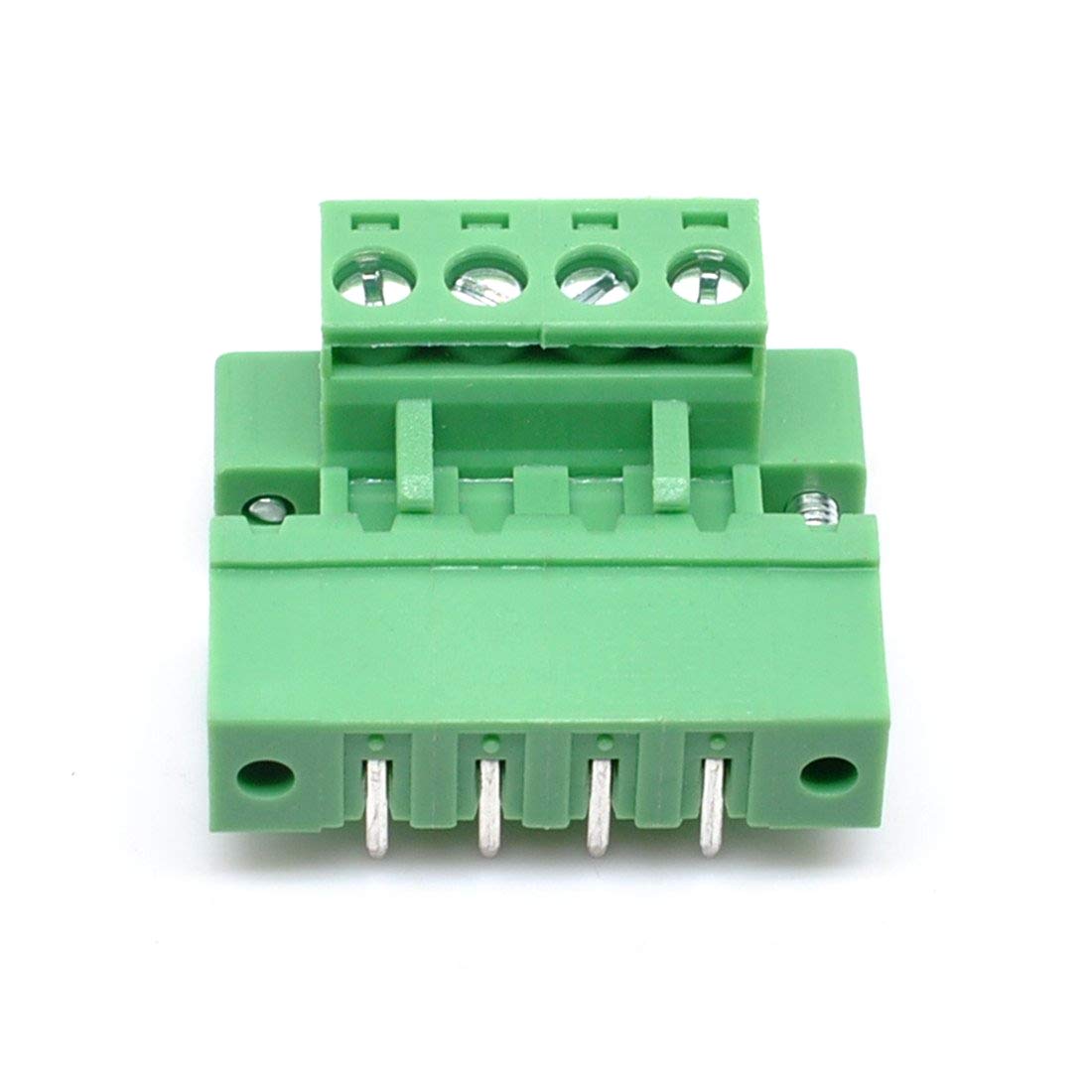 10 Set Connettori 4 Pin Per Circuiti Stampati - Passo 5.08mm Verde
