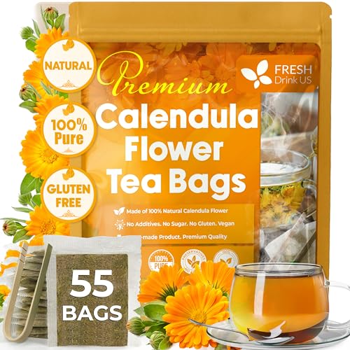 FreshDrinkUS, Premium 55 Calendula Tea Bags, 100% Natural and Pure