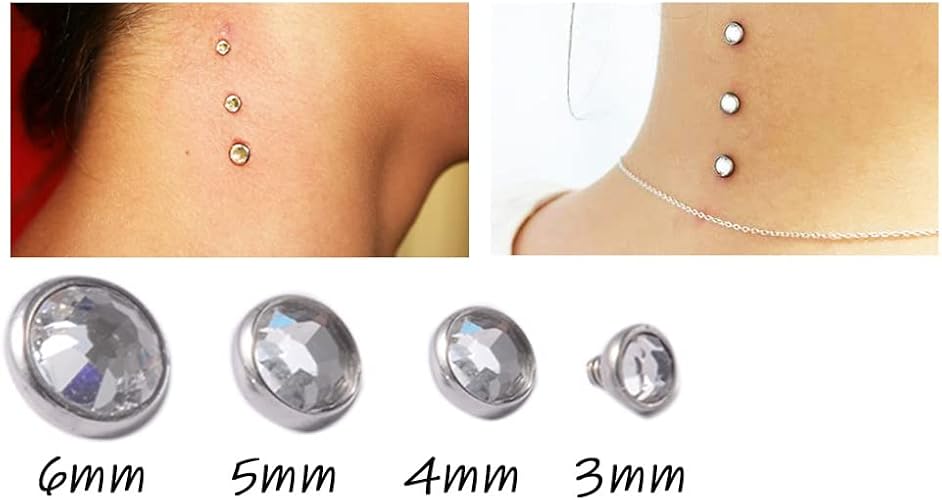 Dermal Jewelry Tops 14G Shiny Crystal Rhinestone Dermal Anchor