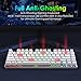 HUO JI E-Yooso Z-88 RGB Mechanical Gaming Keyboard, Metal Panel, Blue Switches - Clicky, Compact 81 Keys Hot Swappable for Mac, PC, Silver and White