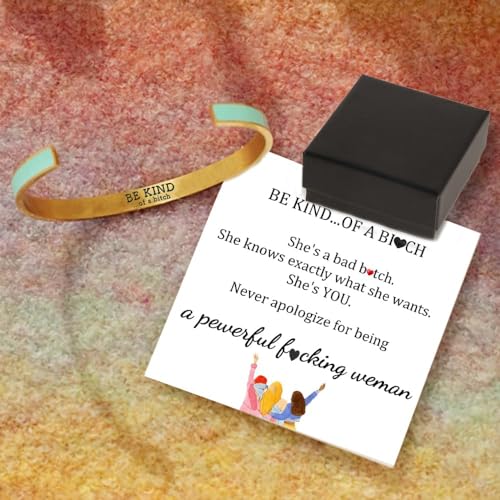 LIU JUN Be Kind of A Bitch Color Bangle, Ispirational Friendship Bracelet for Women, Stackable Stainless Cuff Bangle, Friendship Bracelet, Jewelry Gifts for Women2