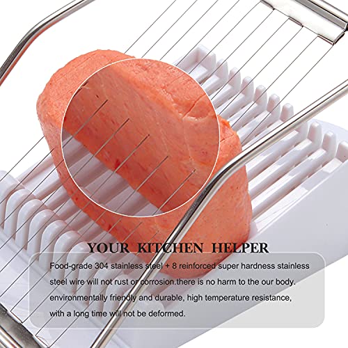 Slicer,Multipurpose Luncheon Meat Slicer,Stainless Steel Wire Egg Slicer,Cuts 10 Slices For Fruit,Onions,Soft Food And Ham (White) #TOP2