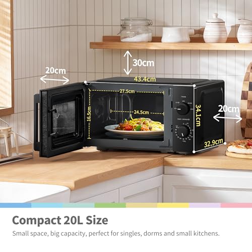 Comfee' 20L Compact Microwave, 700W With Inverter, 5 Power Levels, Easy-Clean, Energy Efficient, Space Saving For Small Kitchen - CMO-MM202NF(BK) - 2