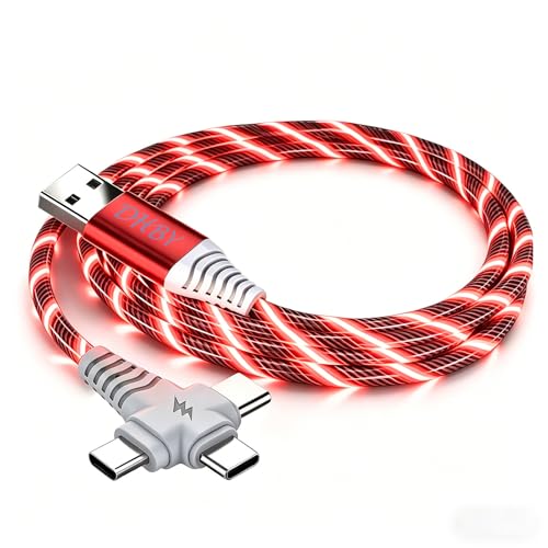 Image of 3-in-1 LED Red Flowing Light Fast Charging Cable 39-inch, Soft PVC USB Cable with Super Fast Charging, High-Speed Data Sync & Energy-Saving Light Effect, Compatible with Nearly All Devices.