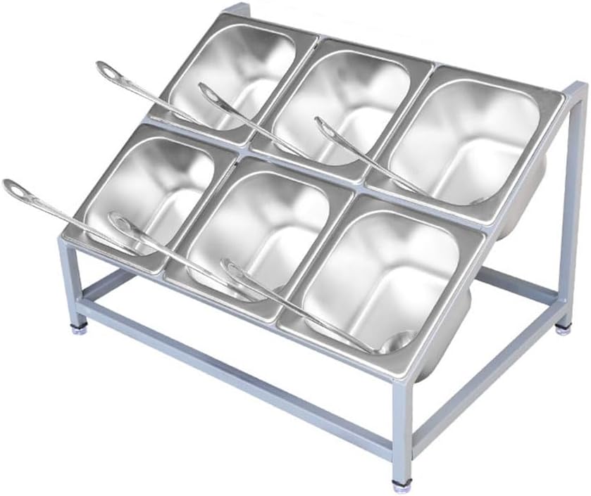 Stainless Steel Pizza Topping Station with Lids, 4/6/8 Compartment Condiment Holder for Restaurants, Hot Pot & Fruit Shops - Durable & Stylish (Silver a)