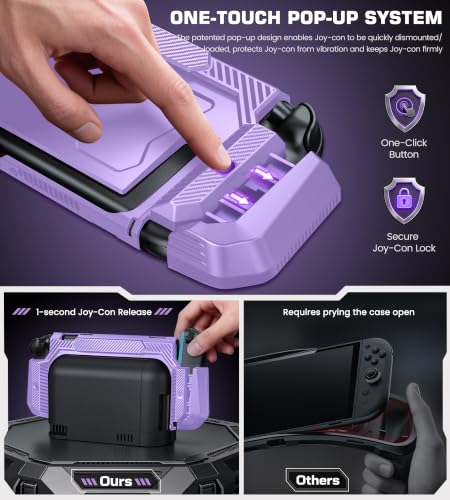 Image of Dockable Purple Case for Switch 2,[Exclusive Pop-up Joy-Con Quick Release][Military-Grade Protection][Stand Compatible] Switch 2 Protective Case with Ergonomic Grip, Shell for Switch 2 Console