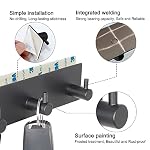 Key Holder for Wall with 2 Self-Adhesive Tapes, No Damage Key Holder Rack for Wall with 3 Key Hooks for Entryway, Door, Bathroom, Kitchen(Black) - Image 2