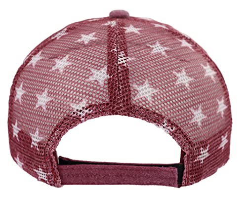 Image of American Flag Trucker Hat for Men Women, Adjustable Vintage Embroidery Washed Distressed USA Baseball Cap