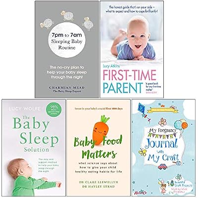7pm to 7am Sleeping Baby Routine, First Time Parent, The Baby Sleep Solution, Baby Food Matters, My Pregnancy Journal With My Craft 5 Books Collection Set