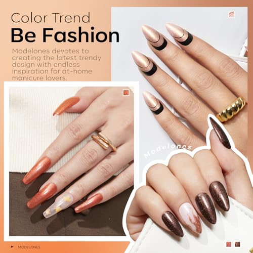 Image of modelones Glitter Nude Gel Nail Polish Set 6Colors Brown Fall