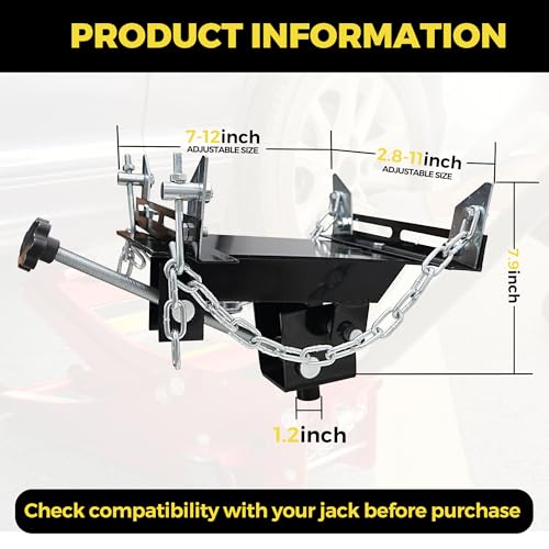 Transmission Jack Adapter - 1100LBS Heavy Duty, 30° Tilt & Safety Chains for Hydraulic Floor Jack Conversion with Removable Saddle Shaft by BANKQF - Image 2