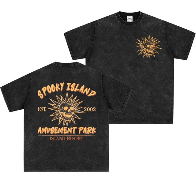 Bellelement Vintage Halloween Spooky Island 2-Sided T-Shirt Black L