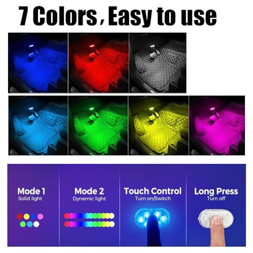 Luces LED interiores recargables para auto, 4 piezas miniatura 2