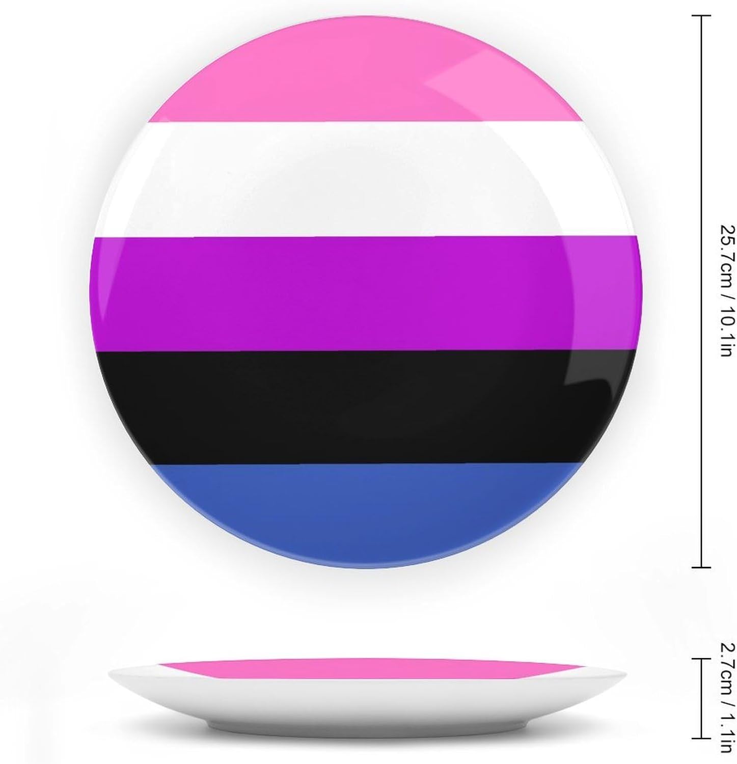 Genderqueer Flag Novelty Decorative Plate with Display Stand Ceramic Ornament Hanging Wall Decor