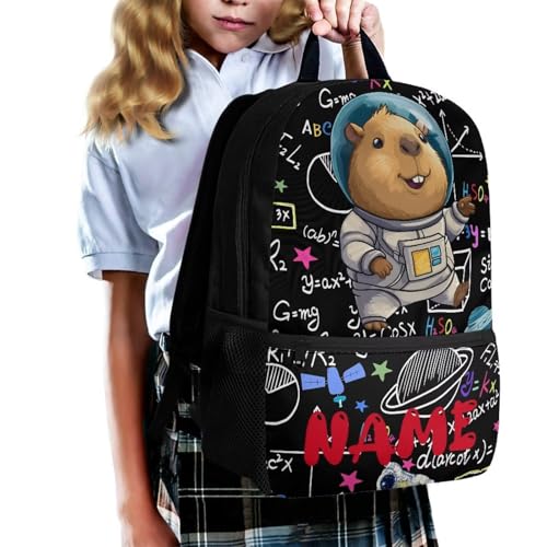 Rnyleeg Custom Name Capybara Backpack for Boys Elementary School Personalized Boys Backpack 10-12 Years Old Large Capacity Kids Book Bag Back to School Supplies Set3