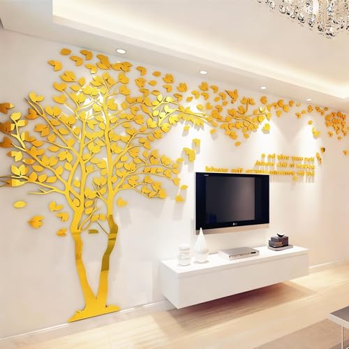 Décalcomanies Mur Arbre Vie 3D Argent Décor Salon