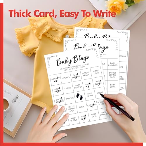Image of Baby Shower Bingo Game, 50 Bingo Cards Perforated Calling Cards Bingo Games for Baby Shower, Bridal Wedding Shower (White)