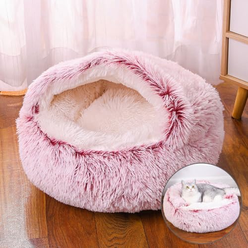 DOTBUY-SHOP Rotondo Cuccia Cane Interno, Peluche Cuccia Gatto e Cane Cuscino per Cani, Lavabile e Morbido Cuscino per Animale Domestico, per Cani Gatti Gattino Cucciolo (40cm,Rosa sfumato)