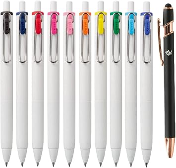 Uni-Ball One Gel Ink 0.5mm Ballpoint pen 10 Colors Set UMNS05-10C Japan import With Original Stylus Ballpoint Touch Pen