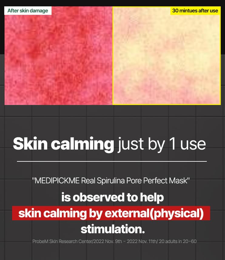 Miniatura 4 de MEDIPICKME Real Spirulina Pore Perfect Mask 3.53 oz.clay máscara, máscaras faciales cuidado de la piel, arcilla de bentonita, desintoxicación de