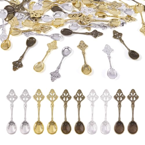 Pandahall 50pcs Tibetan Style Alloy Spoon Charms Vintage Kichten Tableware