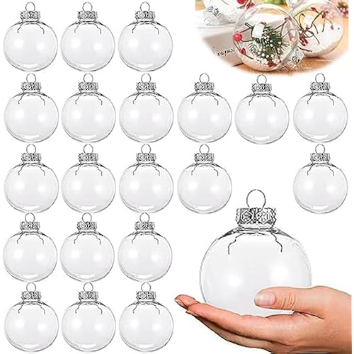 Neioaas Clear Plastic Ball Decor - Set of 20 DIY Christmas Decorative Balls,DIY Clear Plastic Fillable Balls Ornament for Christmas,Halloween,Birthday,Wedding Decor, Crafts Decorations (60MM,20PCS)