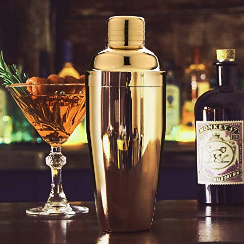 image for Gold Cocktail Shaker Set Stainless Steel Bar Cart Accessories Kit: 24o