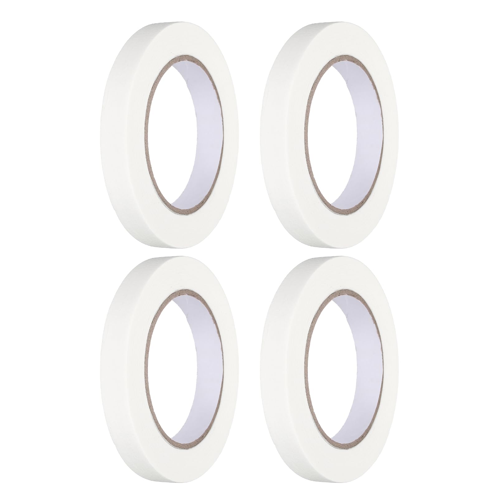 sourcing map 4pcs 18mm x 50 m Colored Masking Tape Universal Crepe Paper Colorful Masking Painter Tape for Art Drawing DIY Handcraft Labeling Sealing, White
