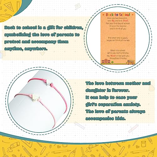 Image of EOBOH Back to School Supplies, Back to School Bracelet Mommy and Me, Prek Matching Wish Bracelets Set, Adjustable Bracelet for Boys Girls Gifts Stuff Bulk
