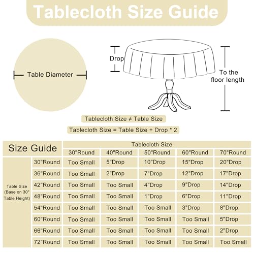 DWCN Round Faux Linen Tablecloth, Round Table Cover, 50 Inch, Champagne by DWCN - Used condition - Image 2