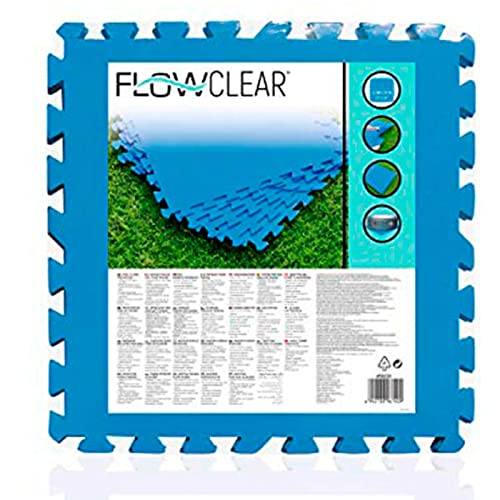 Acan Tradineur - Protector de Suelo para Piscina, Set de 9 Piezas de 50 x 50 cm, Color Azul, 4 mm de Grosor. Tapete, Alfombra Puzzle Protectora