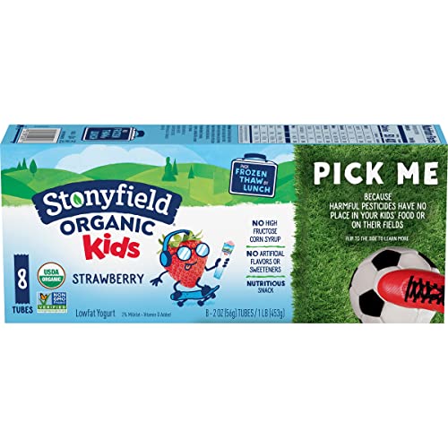 Stonyfield Organic Kids Strawberry Lowfat Yogurt Tubes, 2 Oz., 8 Ct - #1 Organic Kids Yogurt, No Artificial Flavors Or Sweeteners, 8 Count (Pack Of 1) #TOP7