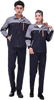 [JINPIN] 男士 连体衣 工作服 工作服 上下套装 拼接 2件套 女士 工作制服 工作服 工装裤 夹克 工装裤 长袖连体衣 裤子 长袖 连体服 套装 男女通用 透气 四季通用, 海军蓝2