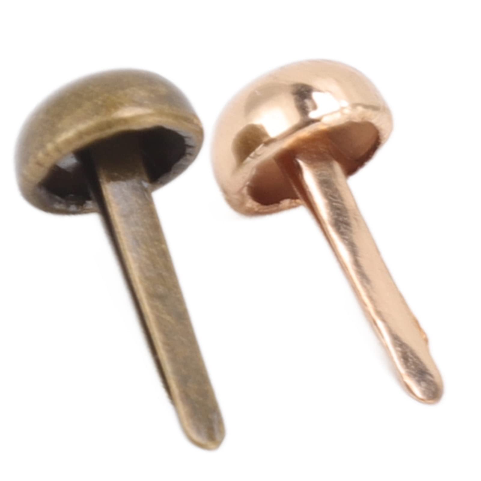 Xolsurg 200pcs Mini Brads 8mm Round Head Metal Fasteners for Handcraft DIY Album Punk Box Package