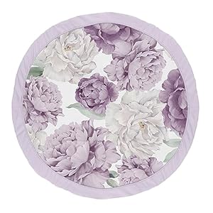 Sweet Jojo Designs Lavender Purple Boho Shabby Chic Floral Girl Baby Play Mat Tummy Time Activity Infant Playmat Playpen Tent Teepee Floor Violet Ivory Bohemian Vintage Garden Watercolor Flower Nature