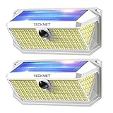 TECKNET Luz Solar Exterior, 4200lm 416 LED Focos Led Exterior Solares de Movimiento 300° Iluminacion 3 Modos IP66 Impermeable Focos Led Solares para Jardín, Garaje, Patio, 2 Paquete