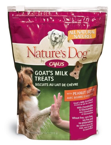 Nature's Dog By Canus Goat's Milk All Natural Treats with Peanut Butter, 12-Ounce Bags (Pack of 4)