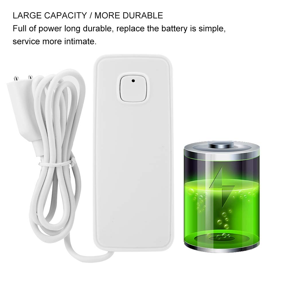 Water Leak Detector, Smart WiFi Wireless Water Flood Sensor Alert Leak Detector Alarm APP Notification, White - Image 2
