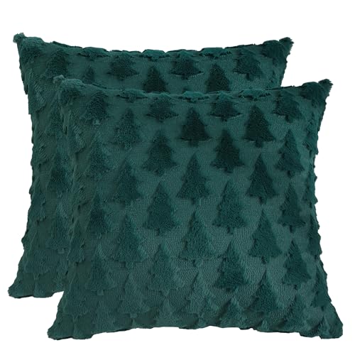 Tosleo 2 Stück Weihnachten Kissenbezüge 60 x 60cm Grün Doppelseitig...
