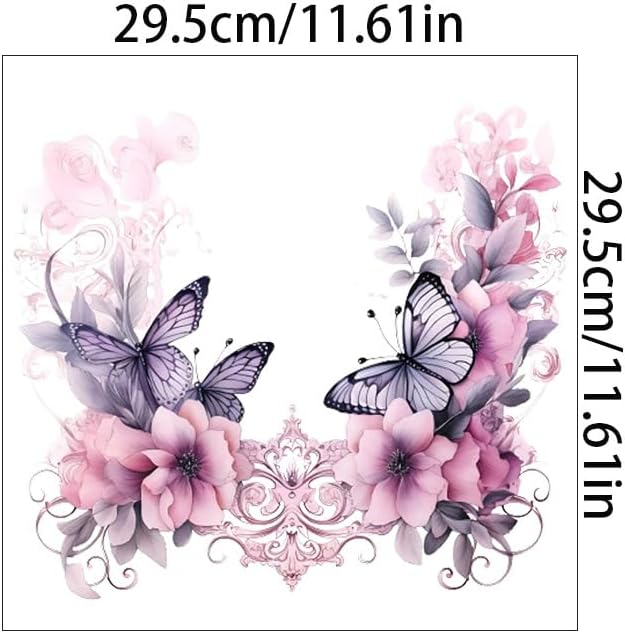 Retro Butterfly Flower Toilet Cover Sticker Decals,Fish Bird Flower Leaf Waterproof Toilet Lid Tank Seat Decals Cistern Self-Adhesive Bathroom Wall Sticker