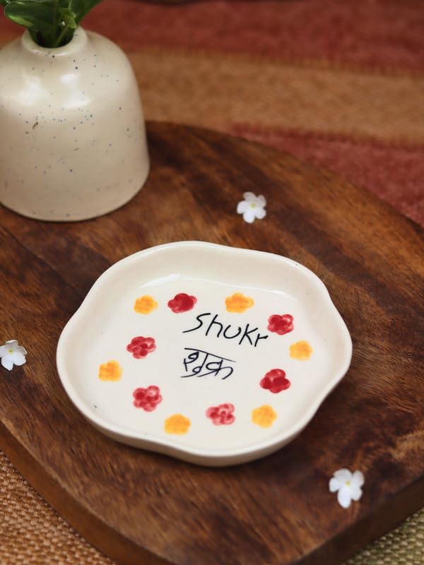 Image of WEAVING HOMES Shukr Handmade Dessert Plate Size: 11 cm Microwave & Dishwahsher Safe (Set of 1)