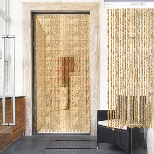 Rideaux de porte en perles de bois naturel et finitions bambou - 2