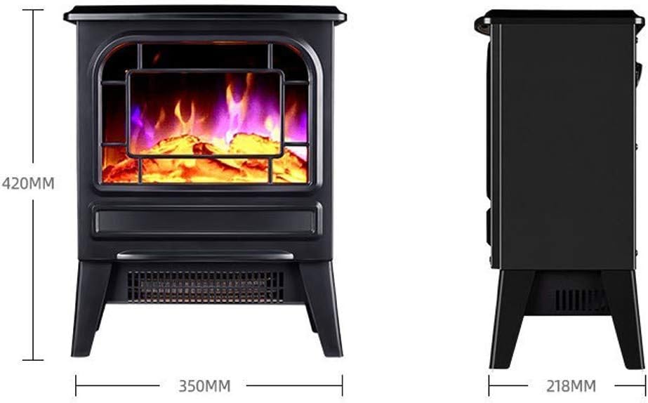 Electric Stove Heating Fireplace Electric Fire with Surround Mantelpiece with Adjustable tat Control with Wood Burning Stove Flame Effect Black