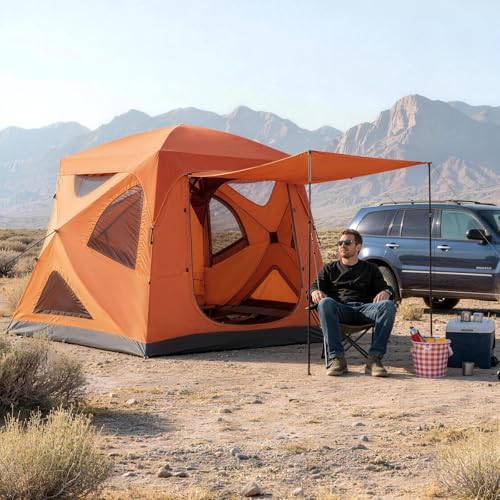 Timber Ridge Camping Tent, 4 Person Instant Pop Up Hub Tent with 8 Windows, Easy 60 Second Setup, Weather Resistant Family Cabin Tents with Rain Fly for Camping, Hiking, Outdoor Travel - Image 5