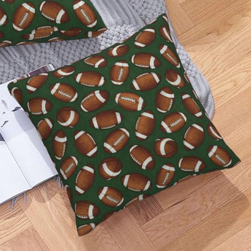 Housses de coussin football vert en imitation lin resistante avec zip invisible