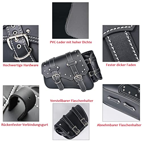 Qjbomto Motorcycle Saddle Bags Side Bags - Saddlebags Softail Pvc Leather,Waterproof, Side Tool Bag, Universal Storage Tool Bag For Motorbike,With Cup Holder (Left Side) #TOP3