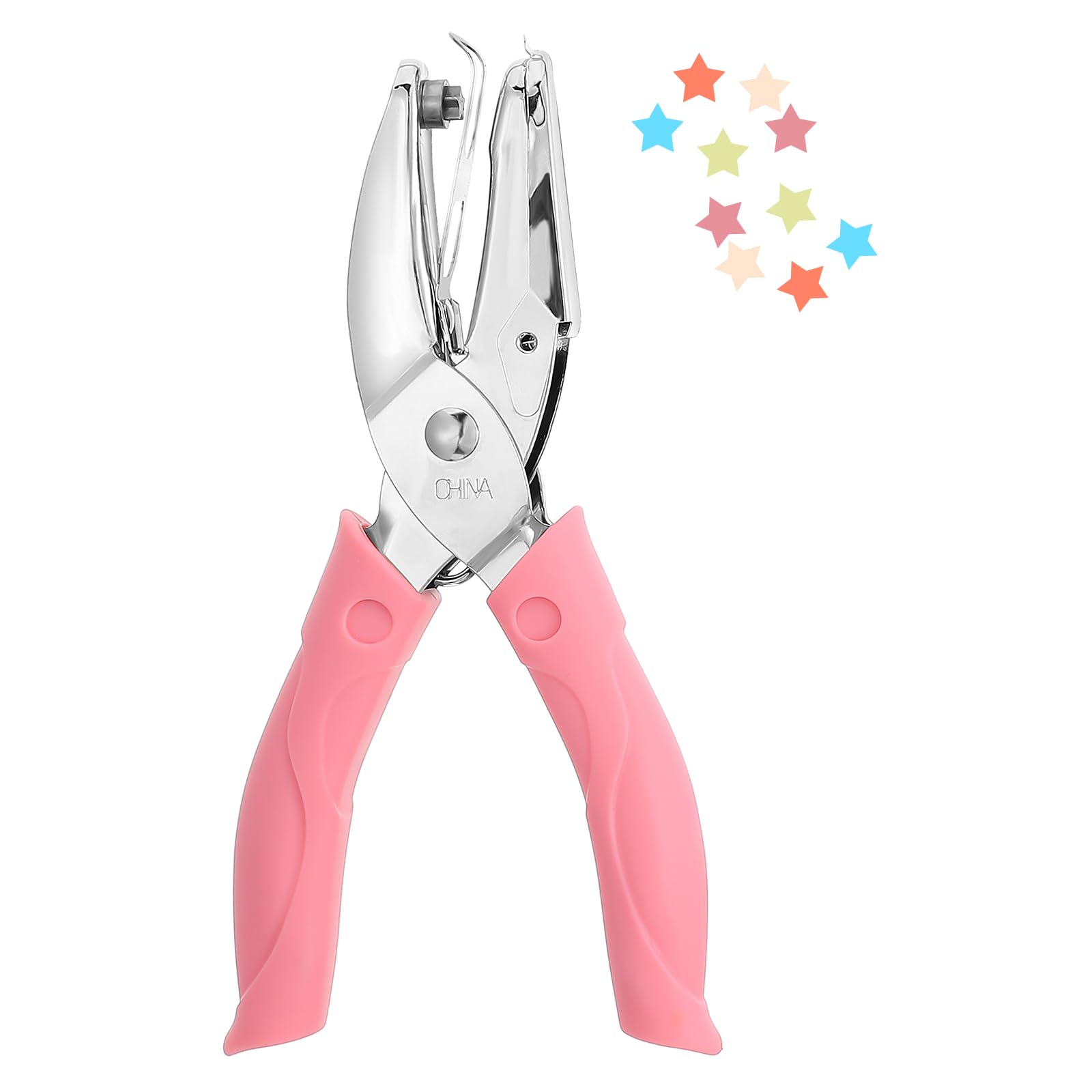 Classicseali Small Hole Punch, 5mm Star Durable Star Hole Punch Small,Shape Holes Punches with Rubber Handle,for Clothing Tickets DIY Craft Labels Scrapbooking Tools, Pink