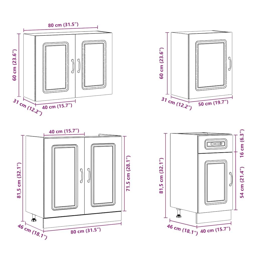 Armadi da cucina Armadi per sala da pranzoSet Mobili da Cucina 7 pz Kalmar Rovere Sonoma in TruciolatoAdatto per cucina sala da pranzo balcone