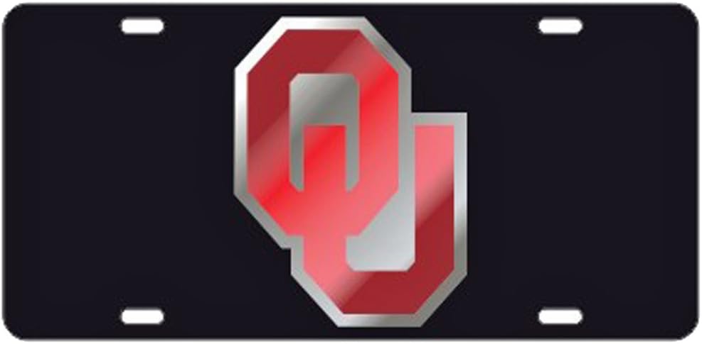 Oklahoma Sooners Black w/Red"OU" Laser Cut License Plate